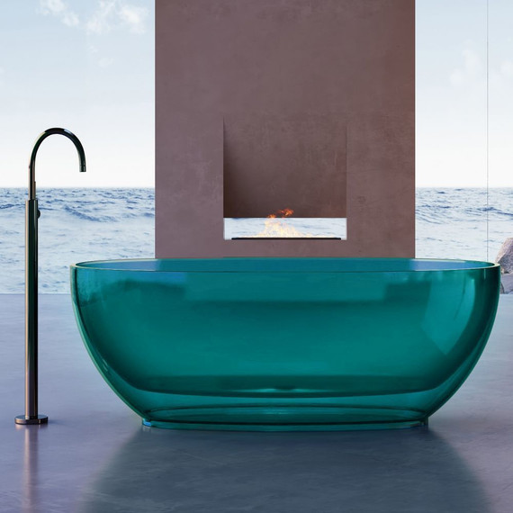 Ванна прозрачная Abber Kristall 170x75 см AT9703Aquamarin, бирюзовый фото 