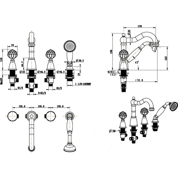 Смеситель для ванны Boheme Imperiale 392, золото фото 2