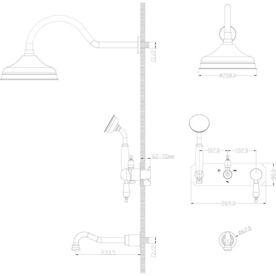 Душевая система для ванны Boheme Imperiale Ripresa 328, золото - 2 Душевая система для ванны Boheme Imperiale Ripresa 328, золото фото 2