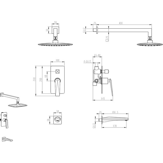 Душевая система для ванны Boheme Venturo 374-B-2, black chrome, Цвет производителя: black chrome - 2 Душевая система для ванны Boheme Venturo 374-B-2, black chrome, Цвет производителя: black chrome фото 2