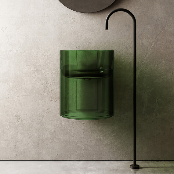 Раковина подвесная прозрачная Abber Kristall 42 см AT2704Emerald, зеленый фото 