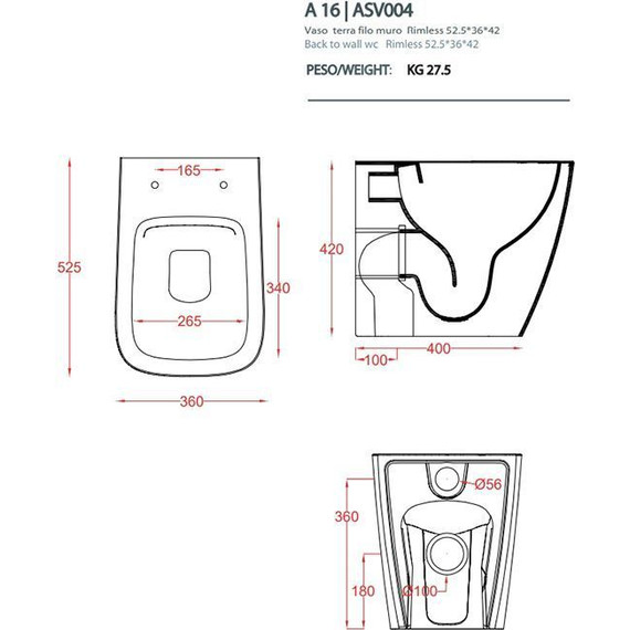 Унитаз приставной безободковый ArtCeram A16 ASV004 01 00 фото 2