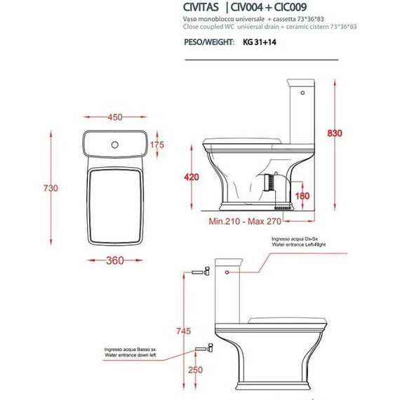 Унитаз-компакт ArtCeram Civitas CIV004 03 00, чёрный, Цвет производителя: чёрный фото 2