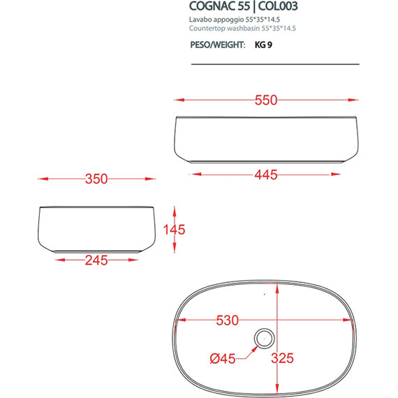 Раковина-чаша ArtCeram Cognac 55 см COL003 39 00, marrone cocoa фото 2