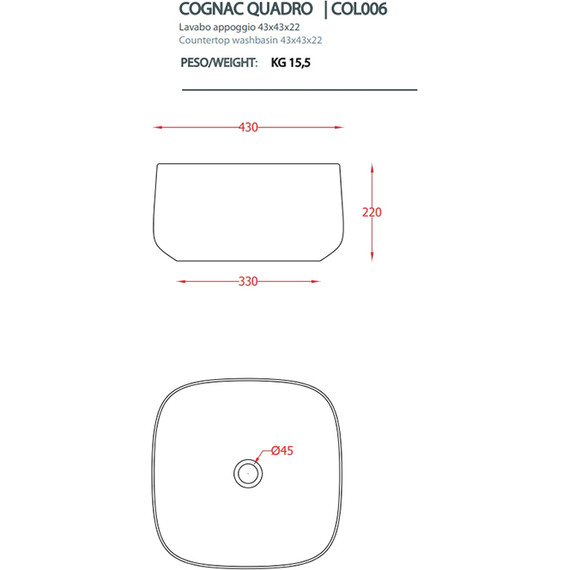 Раковина-чаша ArtCeram Cognac 43 см COL006 40 00, tortora фото 2