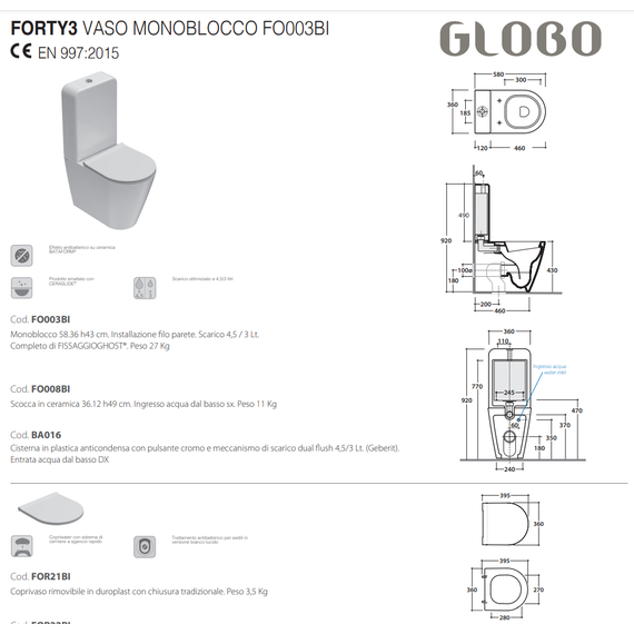 Унитаз-компакт Globo Forty3 FO003.AR, чёрный матовый, Цвет производителя: чёрный матовый - 2 Унитаз-компакт Globo Forty3 FO003.AR, чёрный матовый, Цвет производителя: чёрный матовый фото 2
