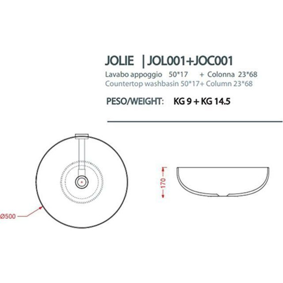 Раковина-чаша ArtCeram Jolie 50 см JOL001 05 00, белый матовый фото 2