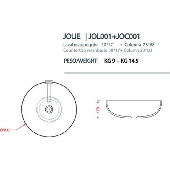Раковина-чаша ArtCeram Jolie 50 см JOL001 17 00, чёрный матовый фото 2