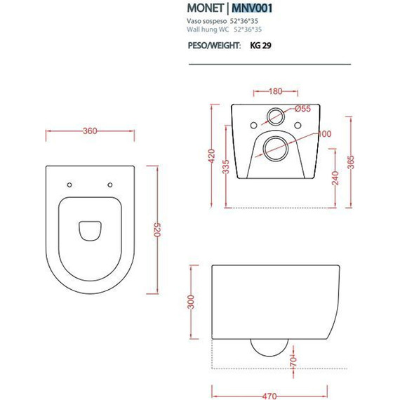 Унитаз подвесной ArtCeram Monet MNV001 17 00, чёрный матовый, Цвет производителя: чёрный матовый фото 2