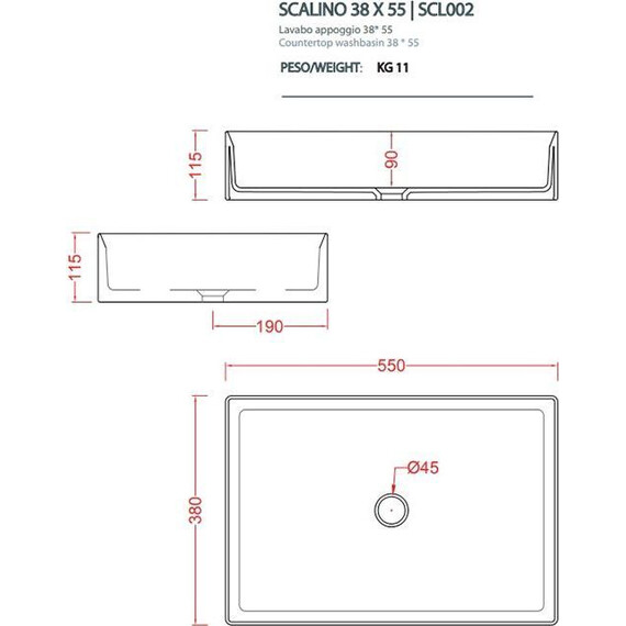 Раковина-чаша ArtCeram Scalino 55 см SCL002 24 00 mate фото 3