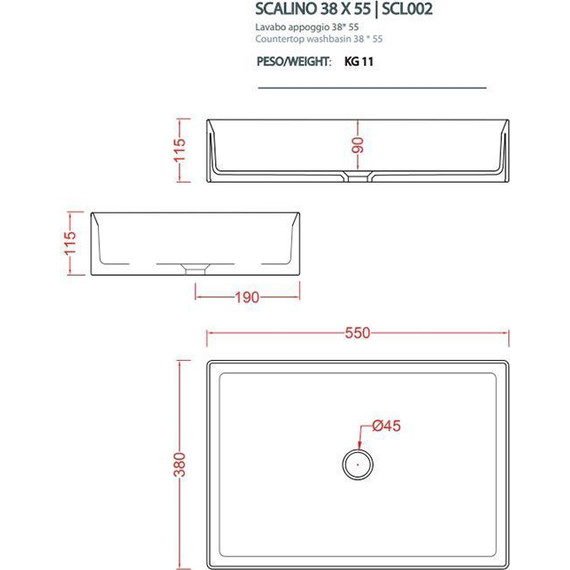 Раковина-чаша ArtCeram Scalino 55 см SCL002 41 00 matera фото 3