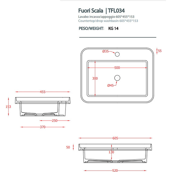 Раковина врезная на столешницу ArtCeram Fuori Scala 60 см TFL034 37 00, denim фото 2