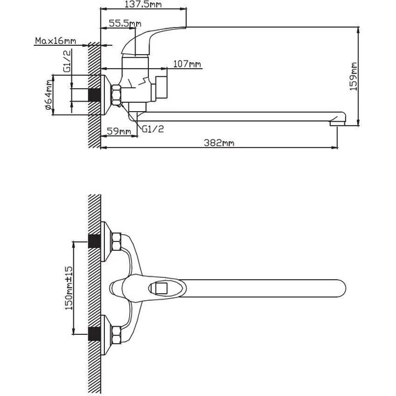 Смеситель для ванны Diadonna D22-150N (5 лет гарантия на смеситель) - 2 Смеситель для ванны Diadonna D22-150N (5 лет гарантия на смеситель) фото 2