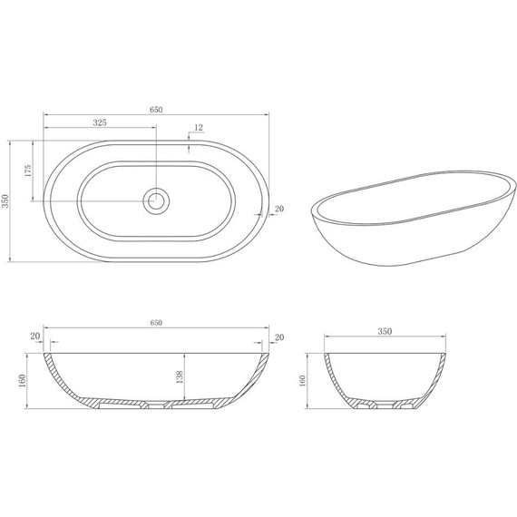 Раковина-чаша Azario 65 см AZ-1132S - 5 Раковина-чаша Azario 65 см AZ-1132S фото 5