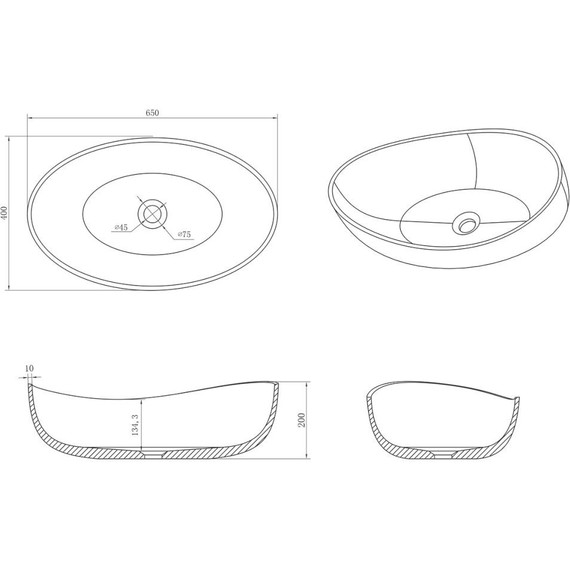 Раковина-чаша Azario 65 см AZ-1214S - 5 Раковина-чаша Azario 65 см AZ-1214S фото 5