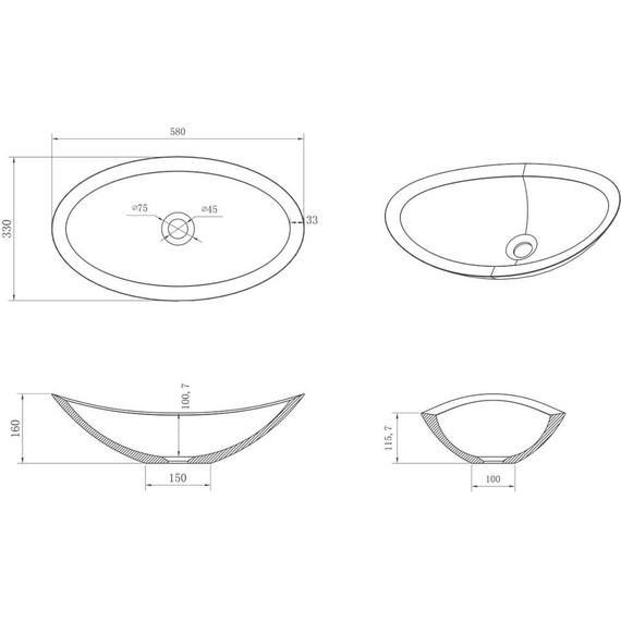 Раковина-чаша Azario 58 см AZ-1225S фото 5
