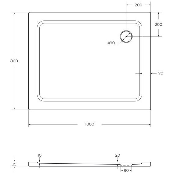 Поддон SMC Cezares TRAY-M-AH-100/80-35-W 100х80 см - 3 Поддон SMC Cezares TRAY-M-AH-100/80-35-W 100х80 см фото 3