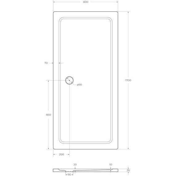 Акриловый поддон Cezares TRAY-M-AH-170/80-35-W 170х80 см фото 3