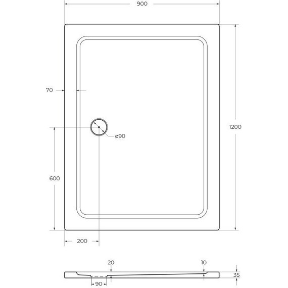 Акриловый поддон Cezares TRAY-M-AH-120/90-35-W 120х90 см - 3 Акриловый поддон Cezares TRAY-M-AH-120/90-35-W 120х90 см фото 3