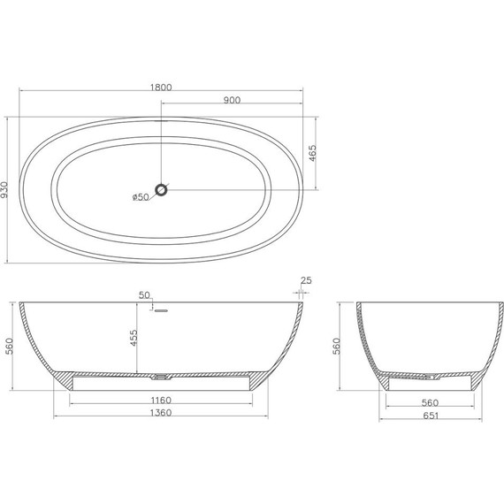 Ванна отдельностоящая Azario Charters 180x93 см CHA18093S, Размер - мм: 1800х950 фото 5