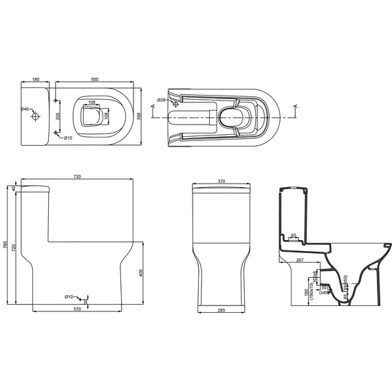 Унитаз-моноблок безободковый Creo Ceramique One ON0103 с крышкой микролифт фото 14