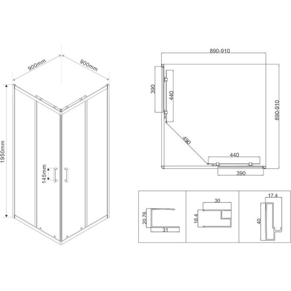 Душевое ограждение Vincea City 90x90 см VSS-5CT900MT, хром/текстурное фото 4