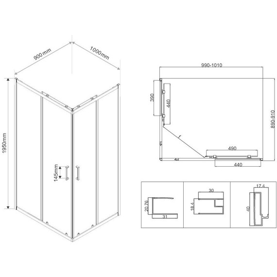 Душевое ограждение Vincea City 100x90 см VSS-5CT9010CL, хром/прозрачное - 6 Душевое ограждение Vincea City 100x90 см VSS-5CT9010CL, хром/прозрачное фото 6