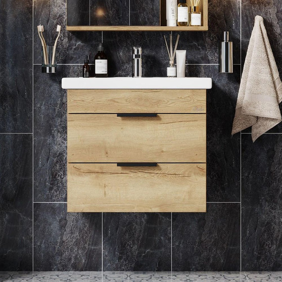 Тумба подвесная с раковиной Onika Легран 50 см 105031, дуб галифакс (раковина Фостер 50) фото 2