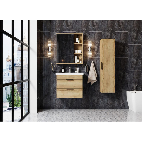 Тумба подвесная с раковиной Onika Легран 50 см 105031, дуб галифакс (раковина Фостер 50) фото 3