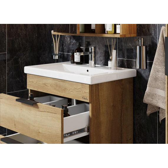 Тумба подвесная с раковиной Onika Легран 50 см 105031, дуб галифакс (раковина Como 50) фото 6