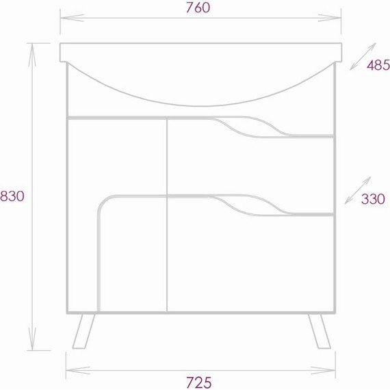 Тумба напольная с раковиной Onika Веронэлла 75 см 107514 фото 9