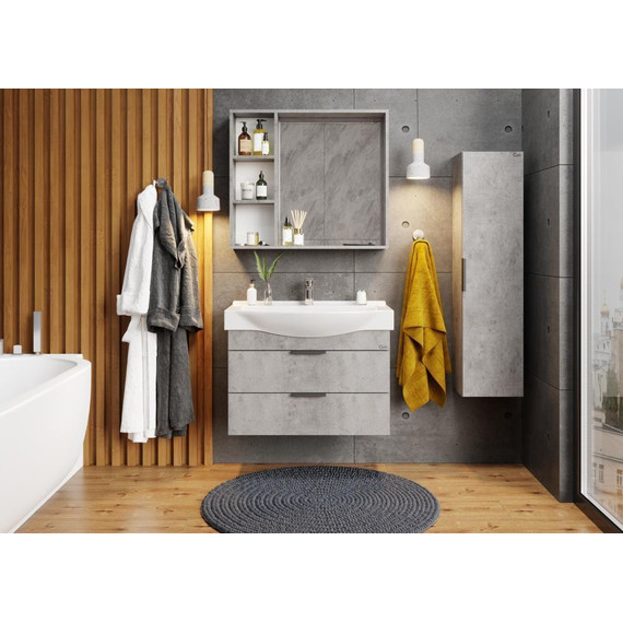 Тумба подвесная с раковиной Onika Девис 80 см 108048, бетон чикаго - 2 Тумба подвесная с раковиной Onika Девис 80 см 108048, бетон чикаго фото 2