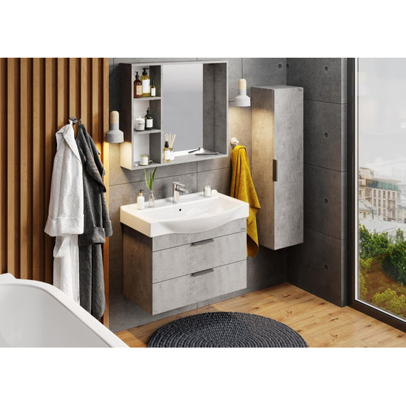 Тумба подвесная с раковиной Onika Девис 80 см 108048, бетон чикаго - 4 Тумба подвесная с раковиной Onika Девис 80 см 108048, бетон чикаго фото 4