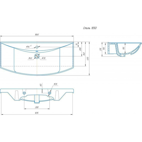 Тумба напольная с раковиной Onika Веронэлла 105 см 110508 - 8 Тумба напольная с раковиной Onika Веронэлла 105 см 110508 фото 8