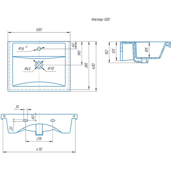 Тумба подвесная с раковиной Onika Легран 50 см 105031, дуб галифакс (раковина Фостер 50) фото 9