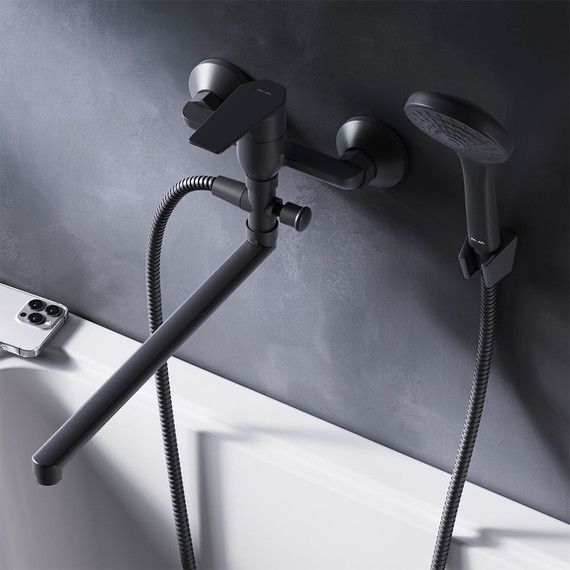 Смеситель для ванны Am.Pm Gem F90A90122, черный, Цвет производителя: чёрный - 2 Смеситель для ванны Am.Pm Gem F90A90122, черный, Цвет производителя: чёрный фото 2