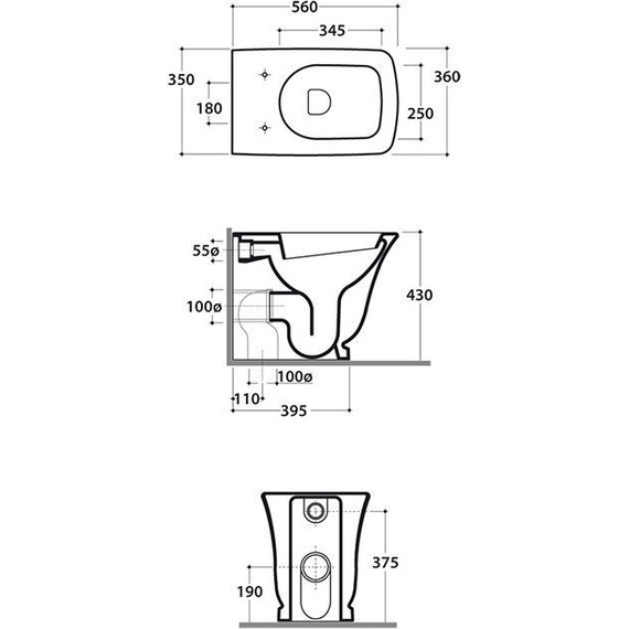 Унитаз приставной Globo Relais RE001.BI фото 3