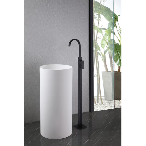 Смеситель для раковины напольный Abber Wasserfall AF8640B, черный матовый, Цвет производителя: чёрный матовый фото 2