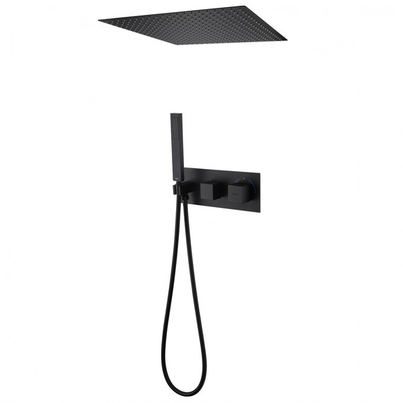Душевая система для душа с термостатом Abber Daheim AF8255B, черный матовый -  Душевая система для душа с термостатом Abber Daheim AF8255B, черный матовый фото