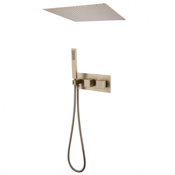 Душевая система для душа с термостатом Abber Daheim AF8255G, золото матовое -  Душевая система для душа с термостатом Abber Daheim AF8255G, золото матовое фото