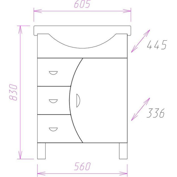 Тумба напольная с раковиной Onika Луна 60 см 106005 фото 7