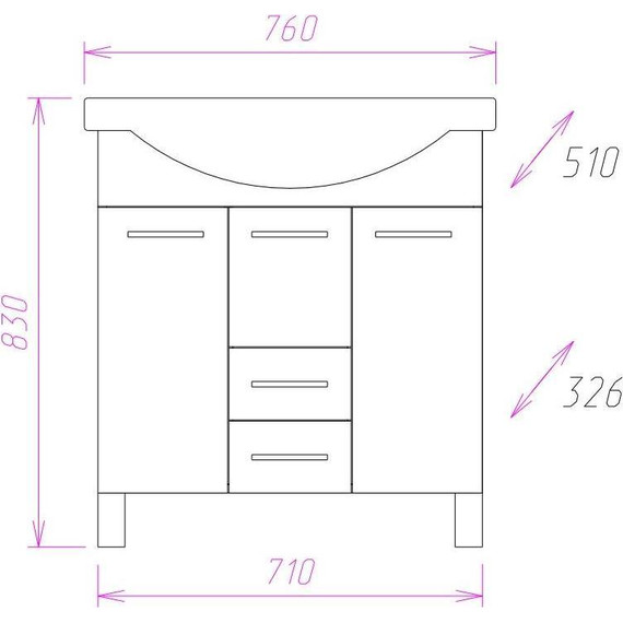 Тумба напольная с раковиной Onika Моника 75 см 107501 фото 7