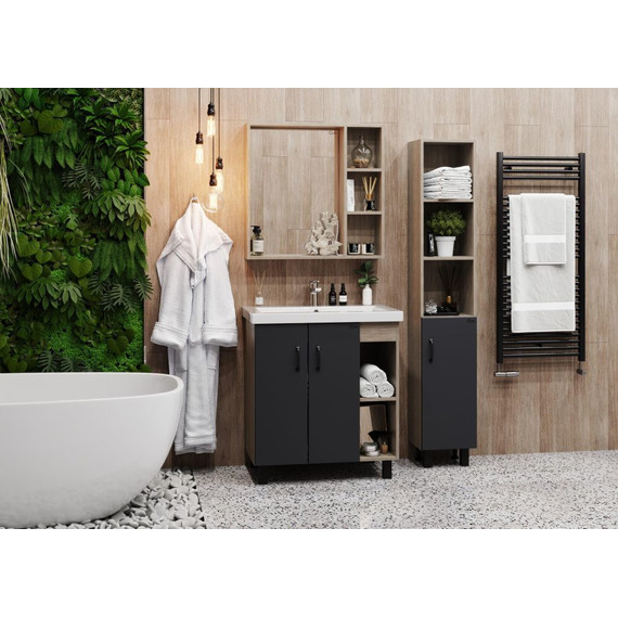 Тумба напольная с раковиной Onika Тимбер 80 см 108053, серый матовый/дуб сонома (раковина Фостер 80) - 5 Тумба напольная с раковиной Onika Тимбер 80 см 108053, серый матовый/дуб сонома (раковина Фостер 80) фото 5