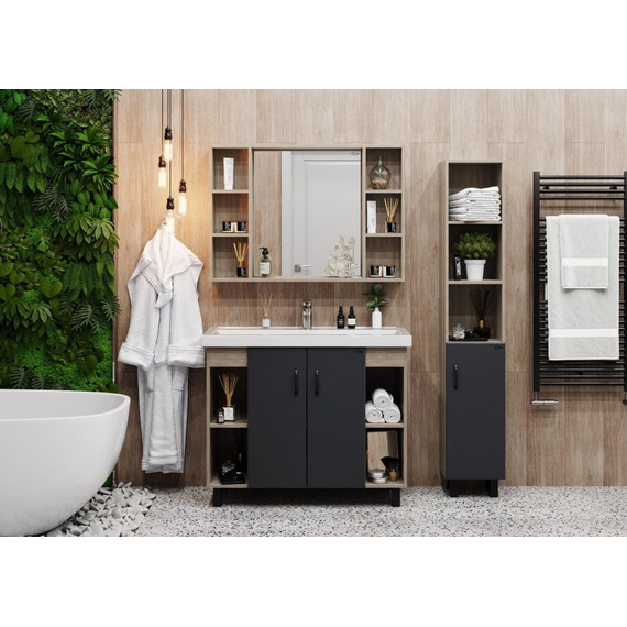 Тумба напольная с раковиной Onika Тимбер 100 см 110010, серый матовый/дуб сонома фото 3