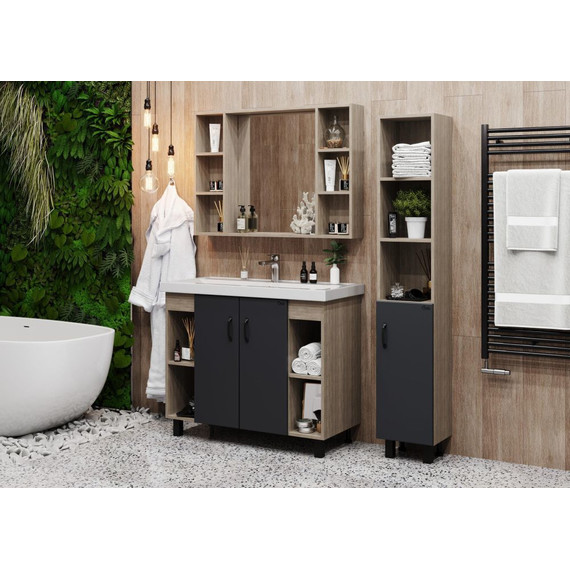 Тумба напольная с раковиной Onika Тимбер 100 см 110010, серый матовый/дуб сонома фото 4