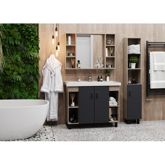 Тумба напольная с раковиной Onika Тимбер 100 см 110010, серый матовый/дуб сонома фото 5