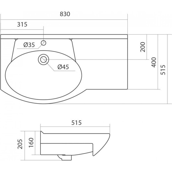 Тумба напольная с раковиной Onika Эльбрус 82 см 108202 фото 6