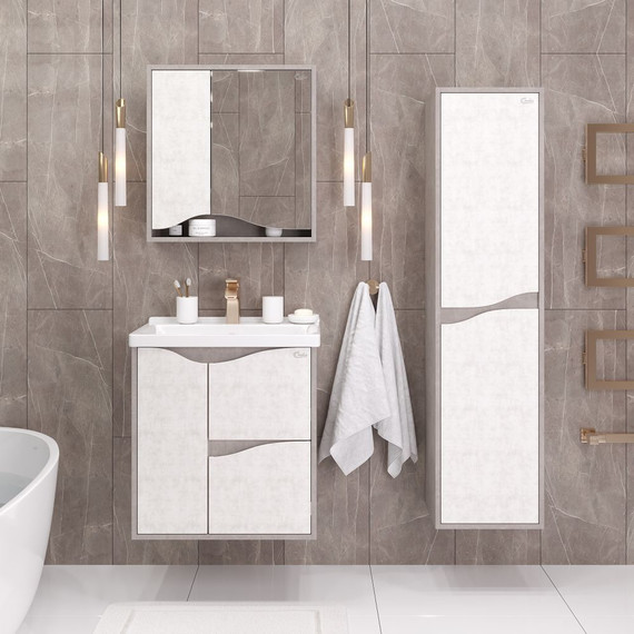 Зеркало-шкаф Onika Брендон 60 см 206084, бетон крем/камень светлый - 2 Зеркало-шкаф Onika Брендон 60 см 206084, бетон крем/камень светлый фото 2