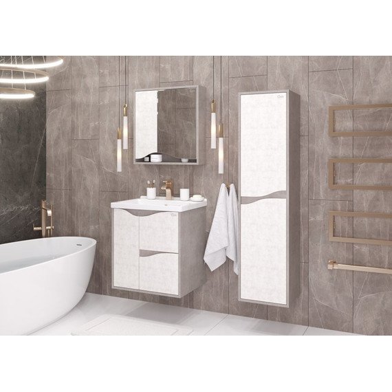 Зеркало-шкаф Onika Брендон 60 см 206084, бетон крем/камень светлый - 5 Зеркало-шкаф Onika Брендон 60 см 206084, бетон крем/камень светлый фото 5