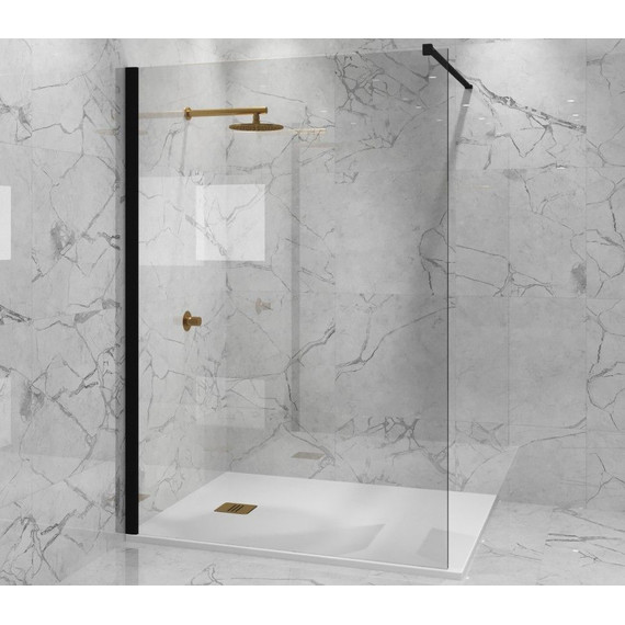 Душевая перегородка Paini 110 см PAINI-WalkIN110C (стекло 8 мм) с кронштейном в комплекте, чёрный/прозрачное фото 3